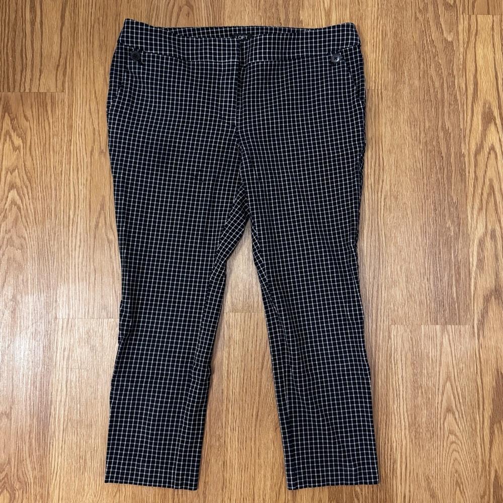 LOFT Black Checked Pants in Julie Fit